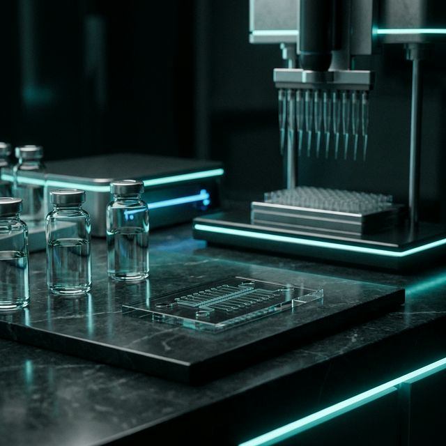 Scientific laboratory with precision equipment for peptide research
